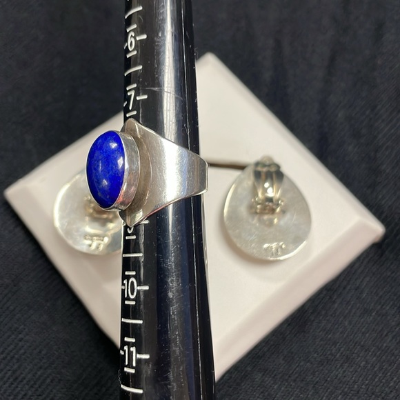 Navajo Artist JJ Johnny Johnson Lapis and Sterling Silver 3 piece set - Picture 5 of 5